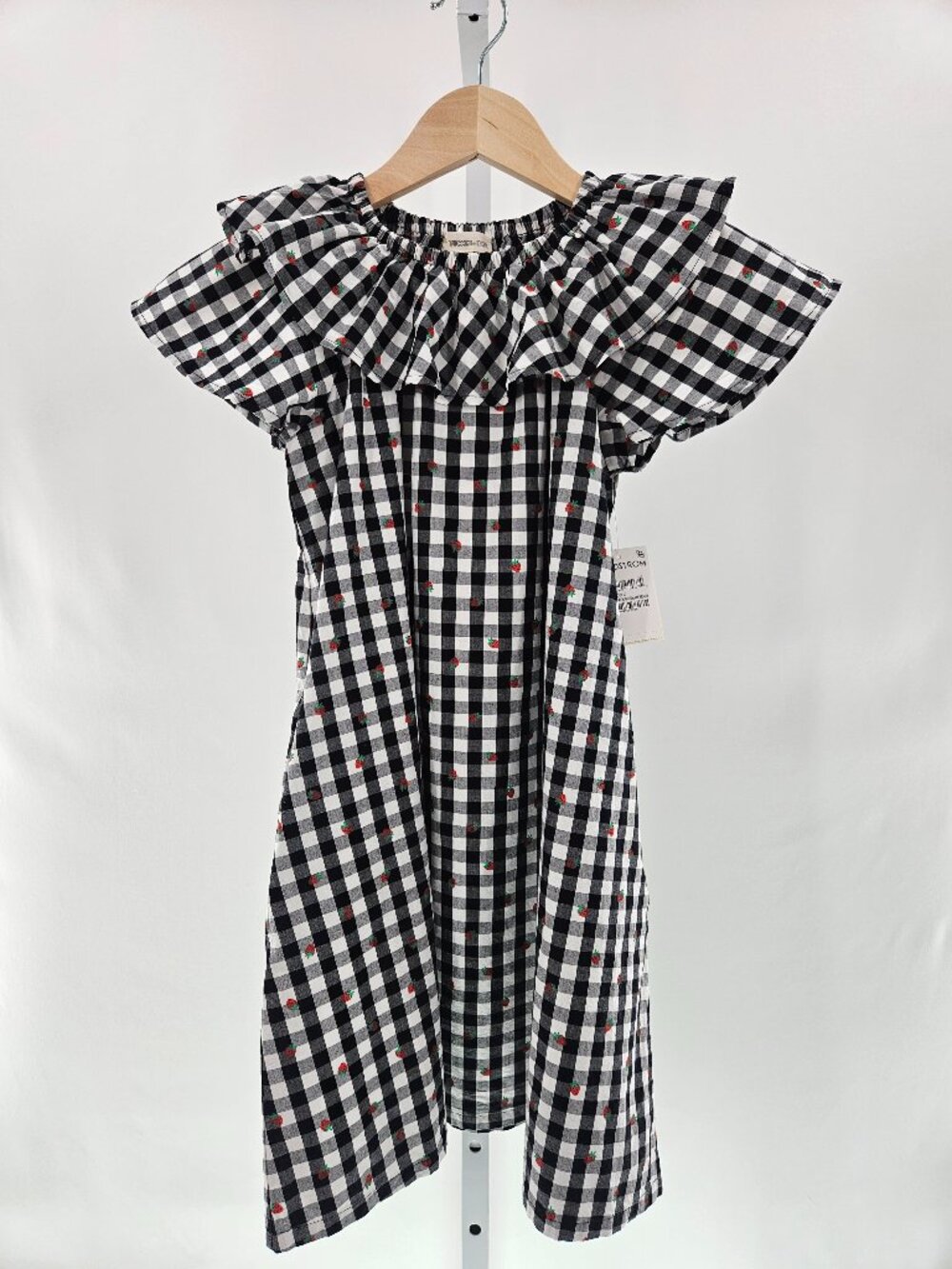 NWT Tucker + Tate Black Gingham Strawberry Ruffle Girls Dress | Size 7